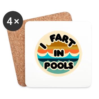Je Pète Dans Les Piscines 11 - Dessous de verre (lot de 4) - blanc - Devant