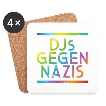 DJs gegen Nazis Regenbogen - Untersetzer (4er-Set) - Weiß - Vorne
