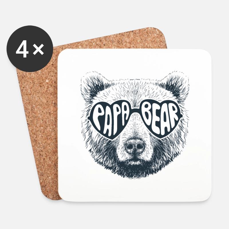 Bär papa - Untersetzer (4er-Set) - Weiß