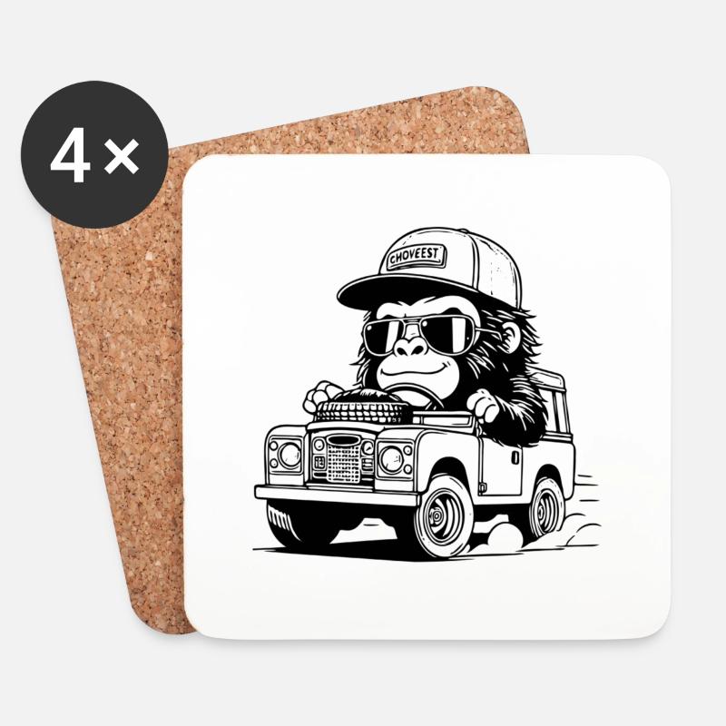Gorilla Car4x4 - Untersetzer (4er-Set) - Weiß