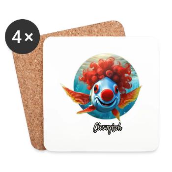 Wortspiel - Clownfisch - Untersetzer (4er-Set) - Weiß - Vorne
