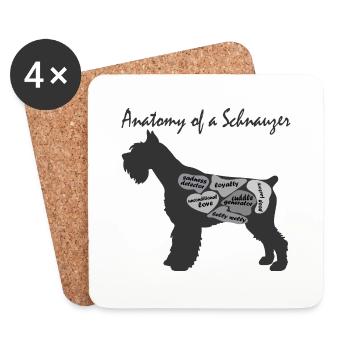 SCNAUZER anatomy - Coasters (set of 4) - white - Front
