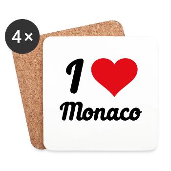 I Love Monaco - Untersetzer (4er-Set) - Weiß - Vorne