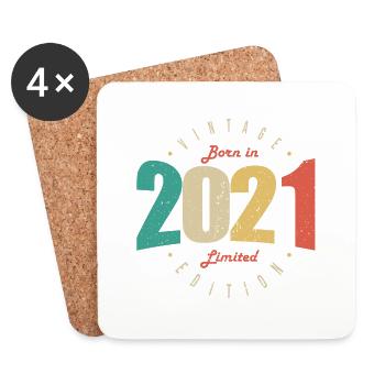 2021 Vintage Retro Birthday Gift 2021 - Coasters (set of 4) - white - Front