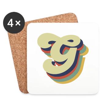 Lettre g rétro - Dessous de verre (lot de 4) - blanc - Devant