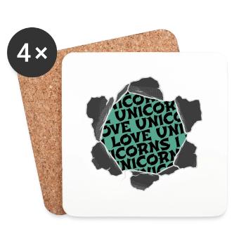 funny awesome unicorn illustrations statement - Untersetzer (4er-Set) - Weiß - Vorne