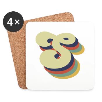 Retro S Letters - Coasters (set of 4) - white - Front