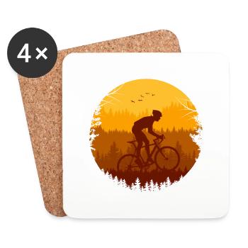 cycling and autumn forest - Coasters (set of 4) - white - Front