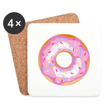 Donut Zeichnung Dessert Donuts Kuchen Gebäck 1L - Untersetzer (4er-Set) - Weiß - Vorne