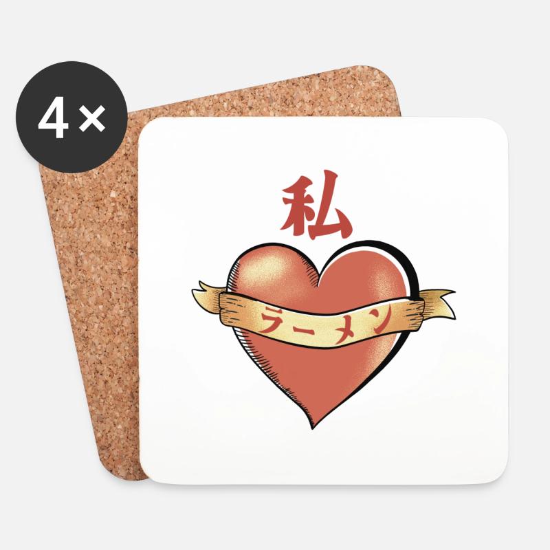 I Love Ramen - Untersetzer (4er-Set) - Weiß