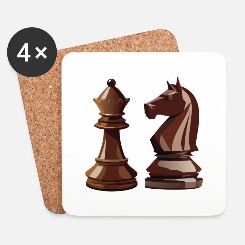 Schachfiguren! - Untersetzer (4er-Set) - Weiß