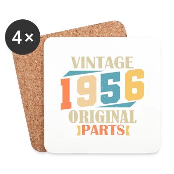 Mois 1956. Cadeau d'anniversaire 1956. 68 ans Birt - Dessous de verre (lot de 4) - blanc - Devant