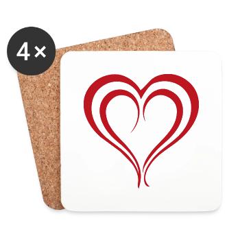 Coeur, Amour, Saint Valentin, Symbole - Dessous de verre (lot de 4) - blanc - Devant