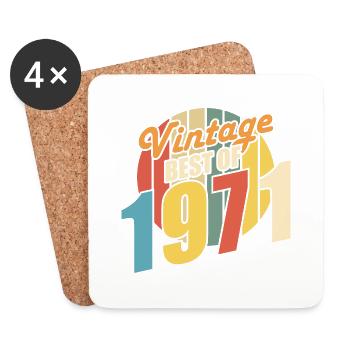 Vintage 1971 meilleur de 1971 - annif 53 ans - Dessous de verre (lot de 4) - blanc - Devant