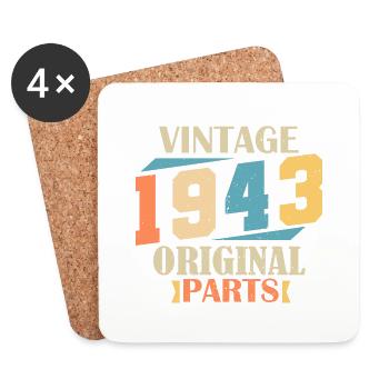 Monat 1943. 1943 Geburtstagsgeschenk. 81 Jahre alt Birt - Untersetzer (4er-Set) - Weiß - Vorne