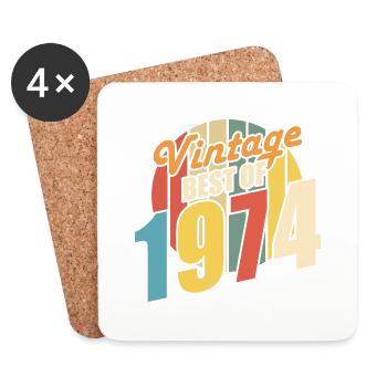 Vintage 1974 meilleur de 1974 - annif 50 ans - Dessous de verre (lot de 4) - blanc - Devant