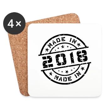 Année de naissance Anniversaire Né(e) - Fabriqué en 2018 - Dessous de verre (lot de 4) - blanc - Devant