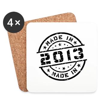 Année de naissance Anniversaire Né(e) en - Fabriqué en 2013 - Dessous de verre (lot de 4) - blanc - Devant