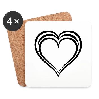 Coeur, Amour, Saint Valentin, Symbole - Dessous de verre (lot de 4) - blanc - Devant