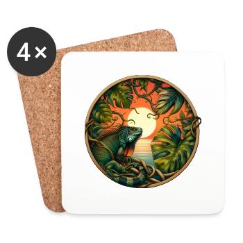Soleil de la jungle - Dessous de verre (lot de 4) - blanc - Devant