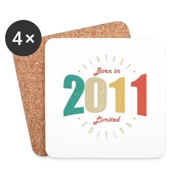 2011 Vintage Retro Anniversary Gift 2011 - Coasters (set of 4) - white - Front