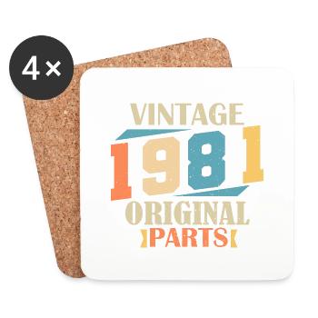 Monat 1981. 1981 Geburtstagsgeschenk. 43 Jahre alt Birt - Untersetzer (4er-Set) - Weiß - Vorne