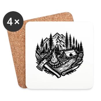 nature campfire axe - Untersetzer (4er-Set) - Weiß - Vorne