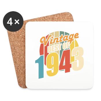 Vintage 1943 meilleur de 1943 - annif 81 ans - Dessous de verre (lot de 4) - blanc - Devant