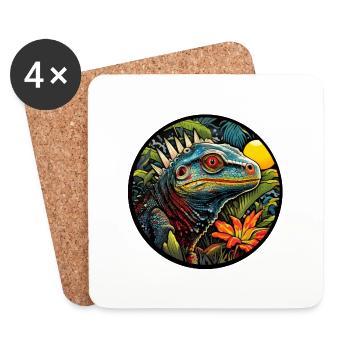 Lézard dans la jungle - Dessous de verre (lot de 4) - blanc - Devant