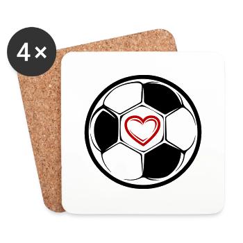 Fussball Symbol Herz Mannschaft - Untersetzer (4er-Set) - Weiß - Vorne