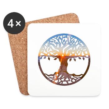 Arbre de vieLever du soleil - Dessous de verre (lot de 4) - blanc - Devant