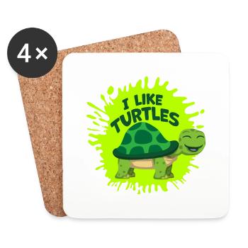 I Like Turtles Cute Tortoise Love Turtle Lover - Coasters (set of 4) - white - Front