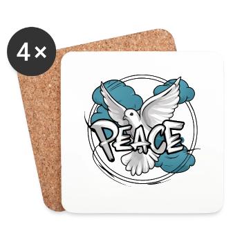 White dove of peace with the word "Peace" - Coasters (set of 4) - white - Front