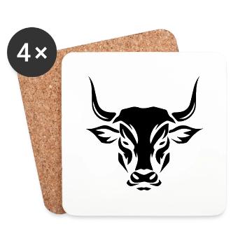 Bulle Stier - Untersetzer (4er-Set) - Weiß - Vorne