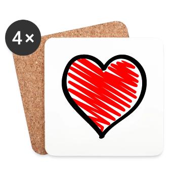 Heart - Untersetzer (4er-Set) - Weiß - Vorne