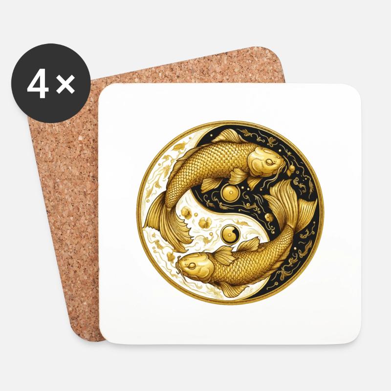 Ying Yang - Untersetzer (4er-Set) - Weiß