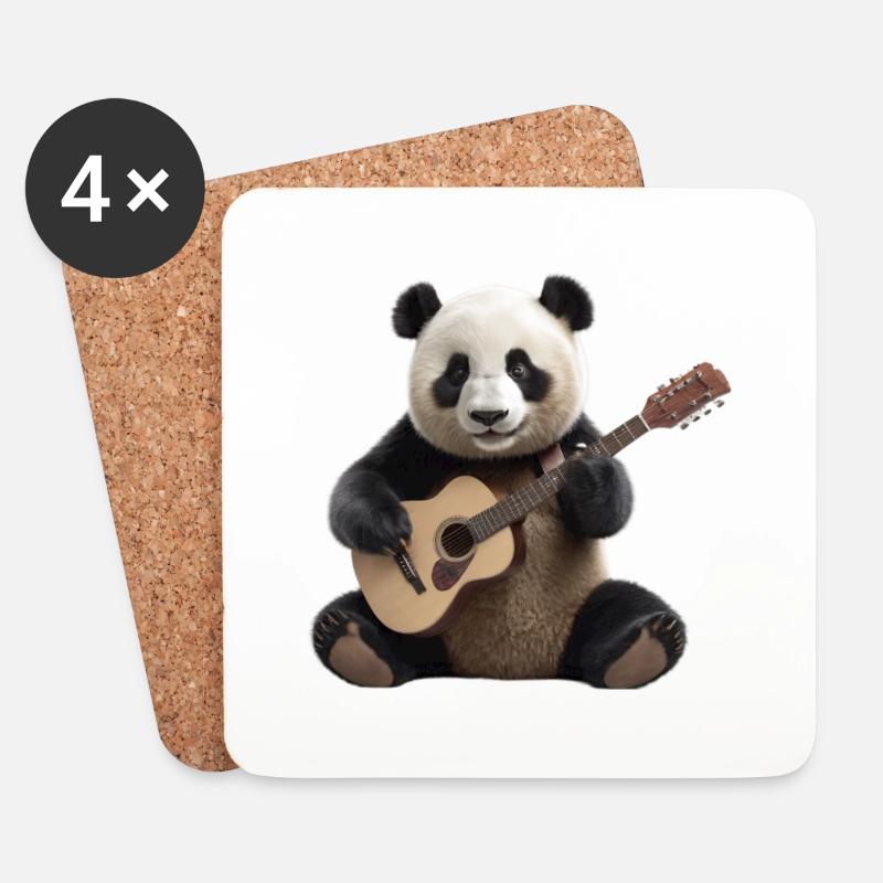 Panda Gitarre - Untersetzer (4er-Set) - Weiß