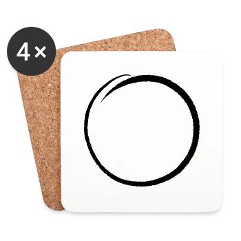 Decorative circle / round frame, hand-drawn - Coasters (set of 4) - white - Front