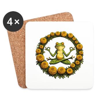Meditation Frog - Coasters (set of 4) - white - Front