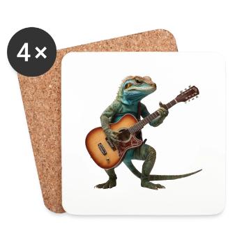 Lizard Gecko Gitarre - Untersetzer (4er-Set) - Weiß - Vorne