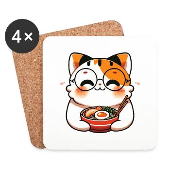 Adorable Noodle Buddy - Coasters (set of 4) - white - Front