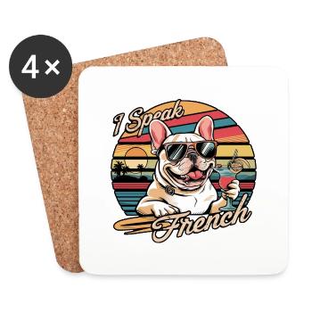 bouledogue francais - bulldog - chien de compagnie - Dessous de verre (lot de 4) - blanc - Devant