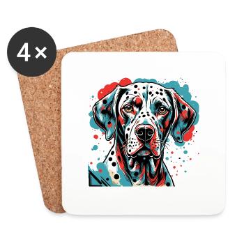 Dalmatien / Chien / Animal / Animal de compagnie / Aboiement - Dessous de verre (lot de 4) - blanc - Devant