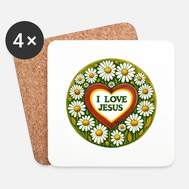Ich liebe Jesus - Untersetzer (4er-Set) - Weiß