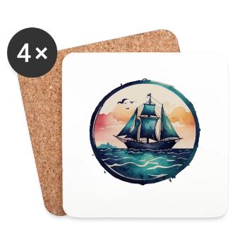Aquarell Sailingship - Untersetzer (4er-Set) - Weiß - Vorne