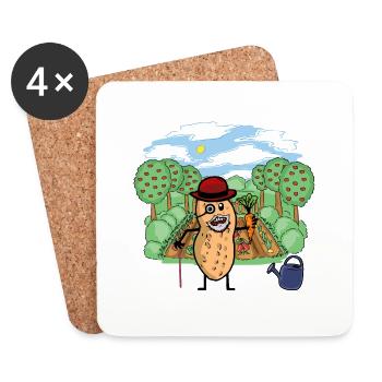 Jardin Papy Cacahuète Potager Jardinage - Dessous de verre (lot de 4) - blanc - Devant