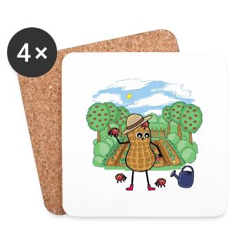 Erdnuss Garten Gärtner Marienkäfer - Untersetzer (4er-Set) - Weiß - Vorne