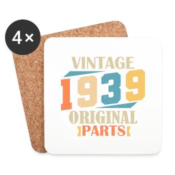 Month 1939. 1939 Birthday Gift. 85 years old Birt - Coasters (set of 4) - white - Front