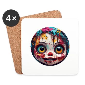 Horror Puppe / Halloween / gruselig / düster - Untersetzer (4er-Set) - Weiß - Vorne