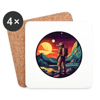 Astronaut on an alien planet - Coasters (set of 4) - white - Front